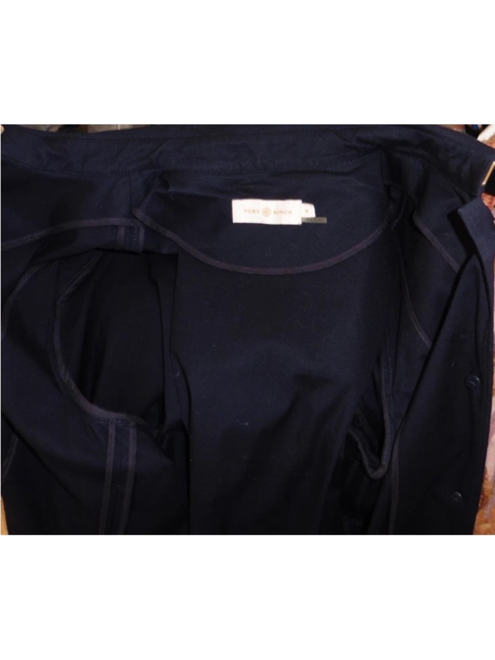 Tory Burch Navy Trench Coat with Gold Buttons - Picture 8 of 8